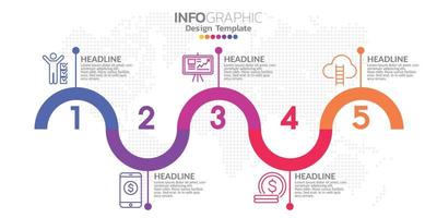 concepto de negocio infográfico con 5 opciones o pasos. ilustración vectorial vector