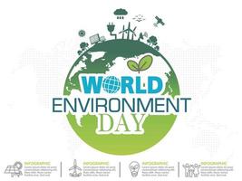 World environment day with business infographic template. vector