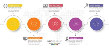 diseño de plantilla infográfica con 5 opciones de color. vector