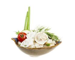 Bowl with traditional russian dish - pelmeni photo