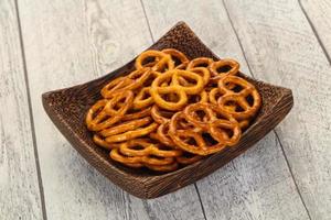 Salted tasty pretzel photo