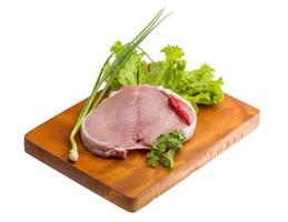 Raw pork steak photo