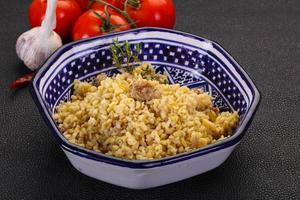 Bulgur with meat photo