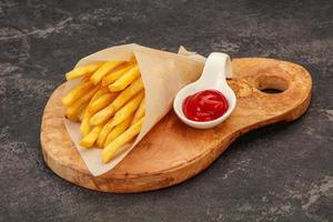 French Fry with tomato sauce photo