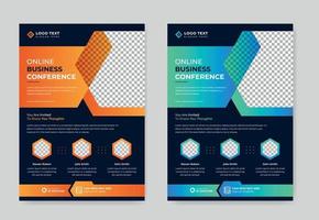 Creative business conference live webinar flyer template and event poster or invitation banner design vector