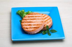 Salmon burger cutlet photo