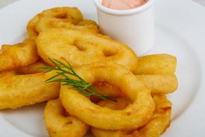 Fried calamari rings photo