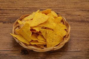 Mexican crunchy corn nachos triangle photo