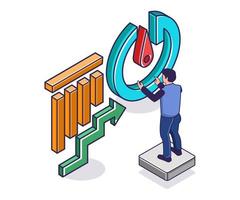 Man looking at data analyst needle vector