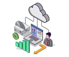 Cloud signal server business investment management system vector