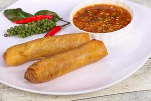 Deep fried spring roll with prawn photo