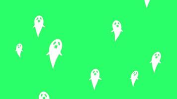 Animation white baby ghost on green background. video