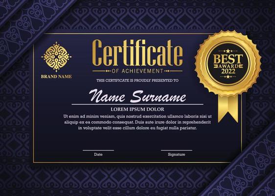 Classic certificate of achievement award template