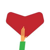 ilustración vectorial dibujada a mano de amor y compasión. mano sujetando el corazón aislado sobre fondo blanco. día de san valentín, símbolo de vacaciones románticas. trabajo de caridad, filantropía, elemento de diseño de ayuda social. vector