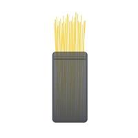 multicolor italian spaghetti in a grey transparent glass container isolated on white. vector illustration