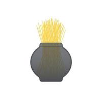 multicolor italian spaghetti in a grey transparent glass container isolated on white. vector illustration