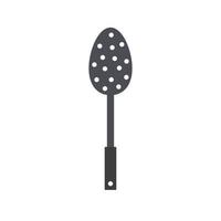 Kitchenware Steel Skimmer Slotted Spoon Holes Ladle. vector illustration. Kitchen Tool.  Element for logo or sign.