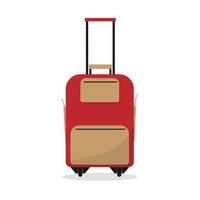 Cartoon luggage suitcase on wheels. Isolate on a grey background. Vector illustration