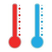 Thermometer cold and hot icon. Freeze temperature vector weather warm cool indicator. Meteorology thermometers measuring heat and cold. Vector illustration