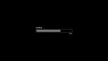 animación cargando barra blanca aislada sobre fondo negro. video