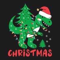 Merry Christmas Dinosaur Vector Illustration