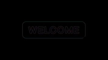 Animation neon light text WELLCOME on green background. video