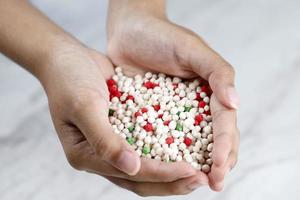 Close Up Organic Tapioca Pearl in Female Hand photo