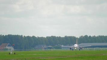 AMSTERDAM, THE NETHERLANDS JULY 25, 2017 - EasyJet Airbus 319 G EZAU accelerate before take off at Polderbaan 36L, Shiphol Airport, Amsterdam, Holland video