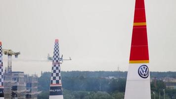 KAZAN, RUSSIAN FEDERATION, JUNE 14, 2019 - Pilot Mika Brageot on MXS R sport plane, Red Bull Air Race World Championship 2019, training video