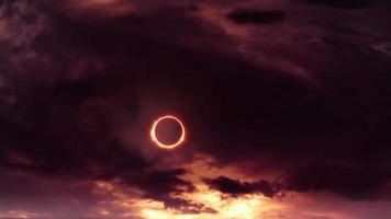 Time-lapse black sky style fantasy with Solar Eclipse for background. video