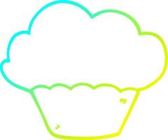 cold gradient line drawing cartoon cupcake vector