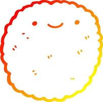 warm gradient line drawing cartoon biscuit vector