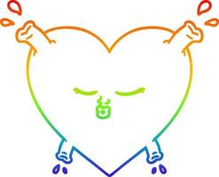 rainbow gradient line drawing cartoon heart vector