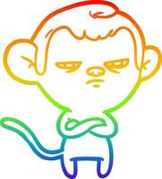 rainbow gradient line drawing cartoon monkey vector