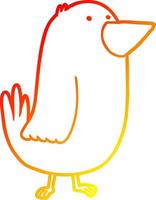 warm gradient line drawing cartoon bird vector