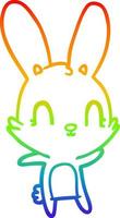 rainbow gradient line drawing cute cartoon rabbit vector