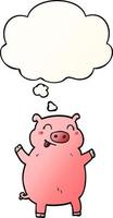 cartoon pig and thought bubble in smooth gradient style vector