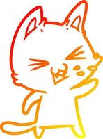 warm gradient line drawing cartoon cat hissing vector