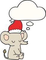 cute christmas elephant and thought bubble vector