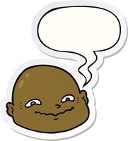 cartoon bald man and speech bubble sticker vector