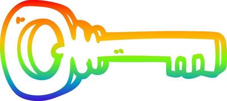 rainbow gradient line drawing cartoon metal key vector