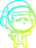 cold gradient line drawing cartoon stressed astronaut vector