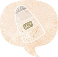 cartoon salt and speech bubble in retro textured style vector