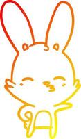 warm gradient line drawing curious bunny cartoon vector