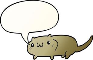 cartoon cat and speech bubble in smooth gradient style vector