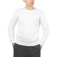 man in wit sweatshirt mockup, ontwerpsjabloon png