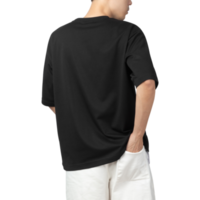 hombre en maqueta de camiseta negra de gran tamaño, plantilla de diseño png