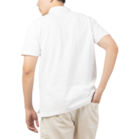 hombre en maqueta de camiseta polo blanca, plantilla de diseño png