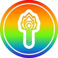 flaming thermometer circular in rainbow spectrum vector