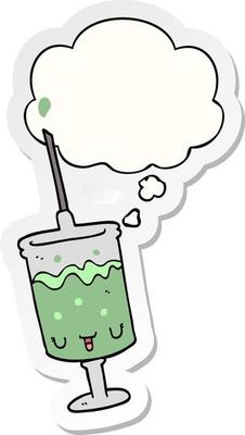 cartoon syringe and thought bubble as a printed sticker